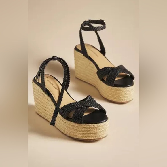 By Anthropologie Woven Strap Wedge Heels - Picture 1 of 10